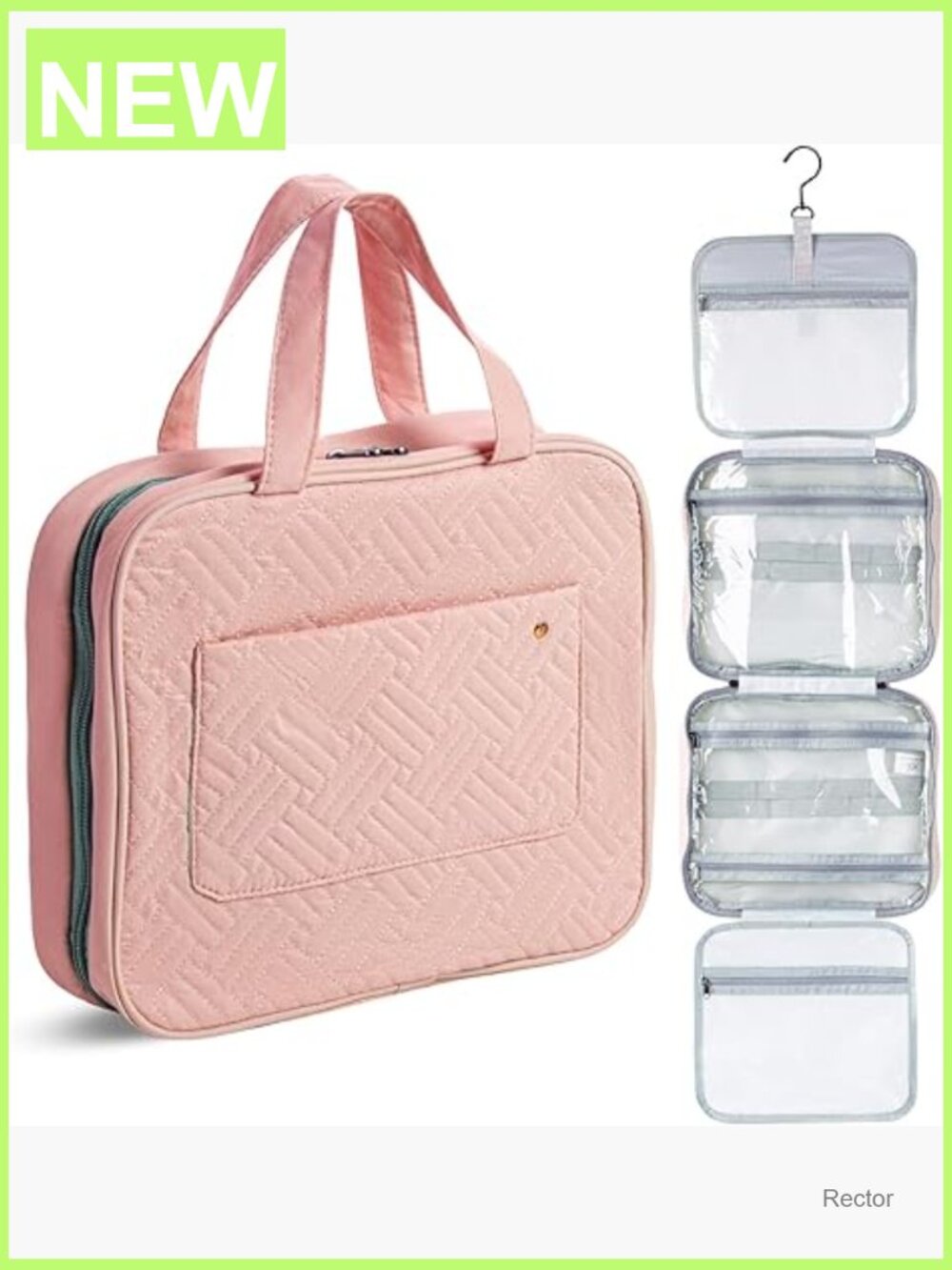 Travel Toiletry Bag with Hanging Hook, Water-Resistant Organizer